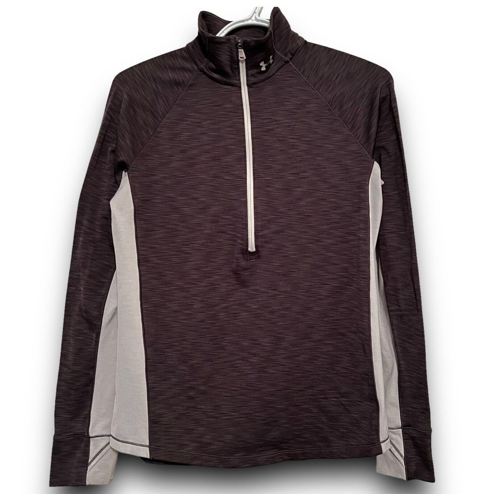 Under Armour Medium Adult Running Jacket Gray Fitted Cold Gear 1/2 Zip Pullover